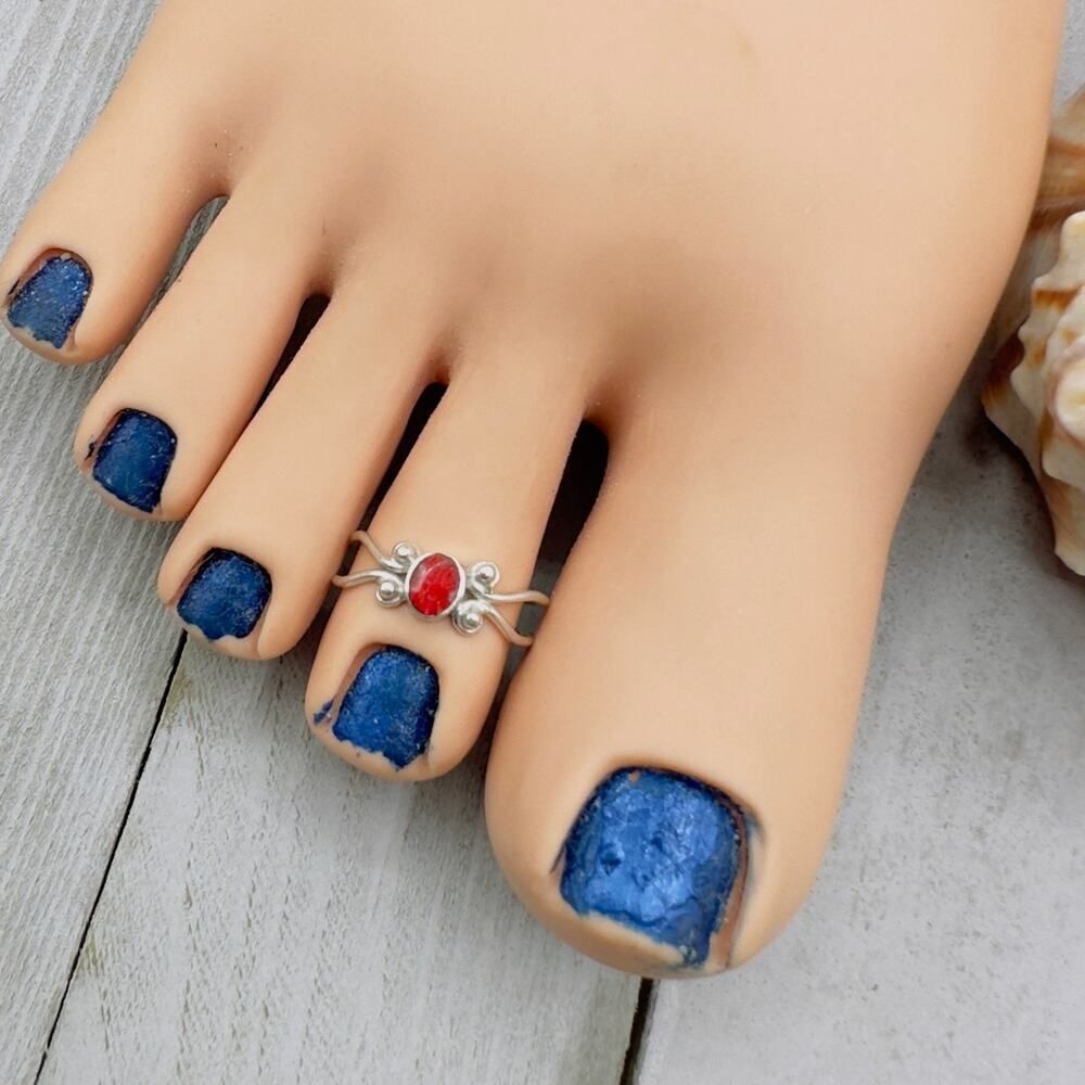 Red Carnelian Sterling Silver Adjustable Toe Ring